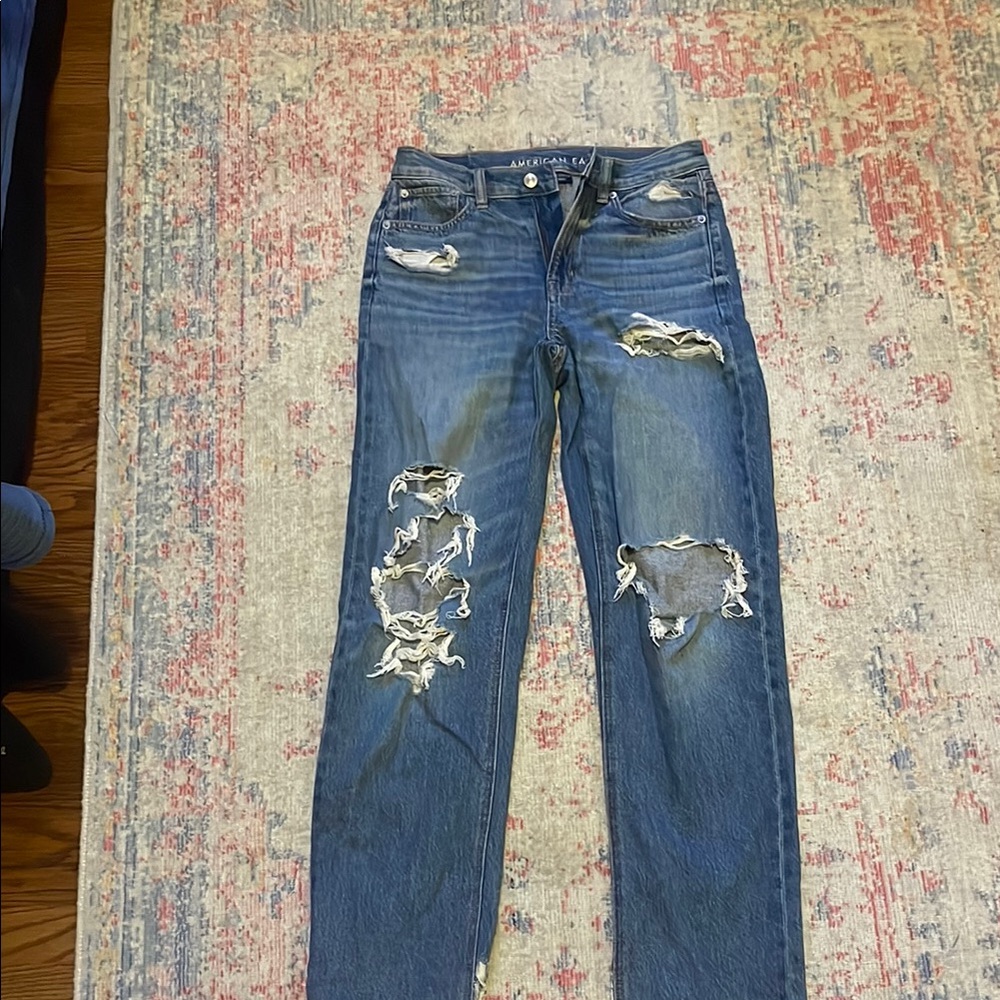 American Eagle Outfitters Women's Ripped Blue Boyfriend Jeans